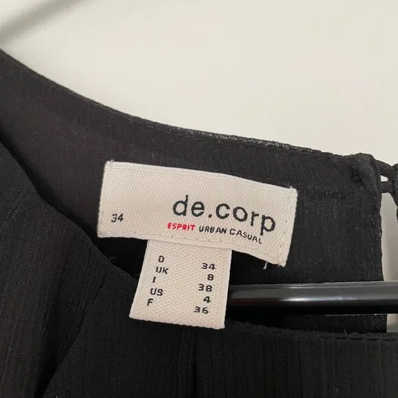 Esprit Lace Strips Little Black A-Line Dress - Size 4 - Picture 2 of 3